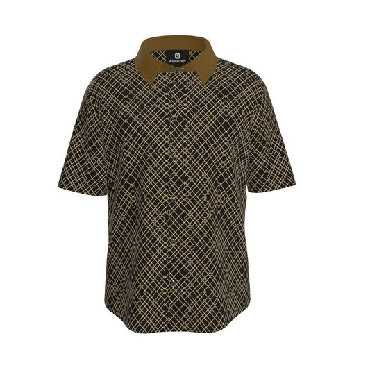 Men's Short Sleeve Button Up Shirt (black)