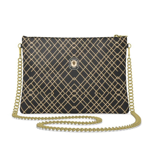 Heritage Collection Leather Crossbody Bag With Chain (black/gold chain