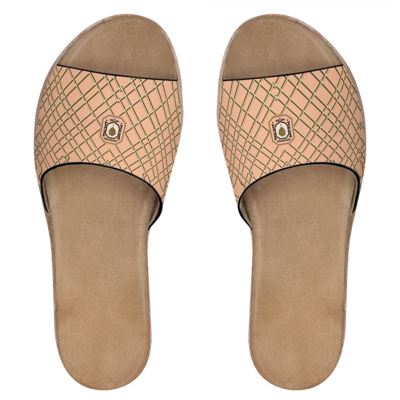 Women's Leather Slide Sandals (peach fuzz)