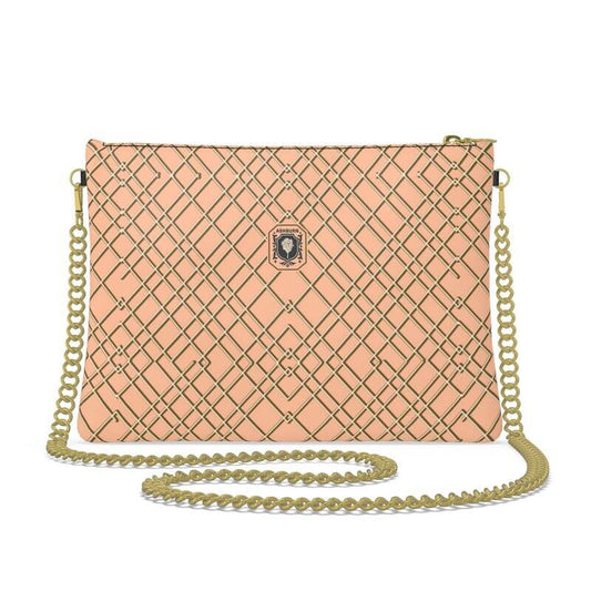 Heritage Collection Leather Crossbody Bag With Chain (peach fuzz/gold chain)