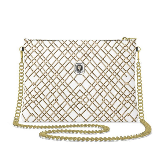 Heritage Collection Leather Crossbody Bag With Chain (white/gold chain)