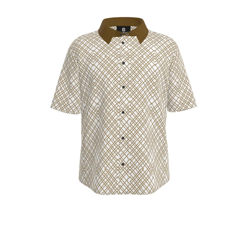 Men's Short Sleeve Button Up Shirt (white)