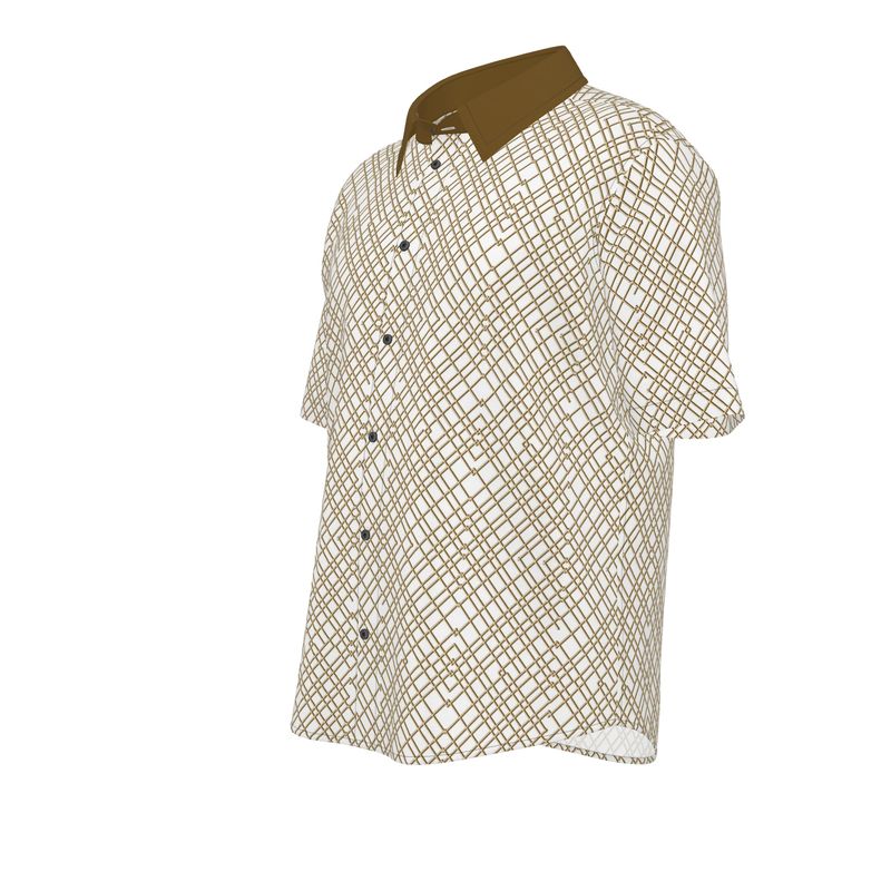 Men's Short Sleeve Button Up Shirt (white)