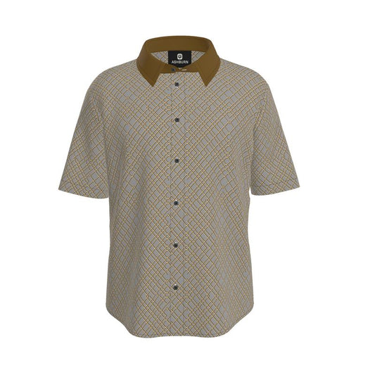 Men's Short Sleeve Button Up Shirt (gray)