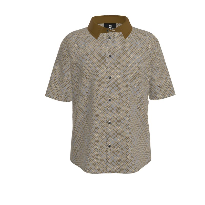 Men's Short Sleeve Button Up Shirt (gray)