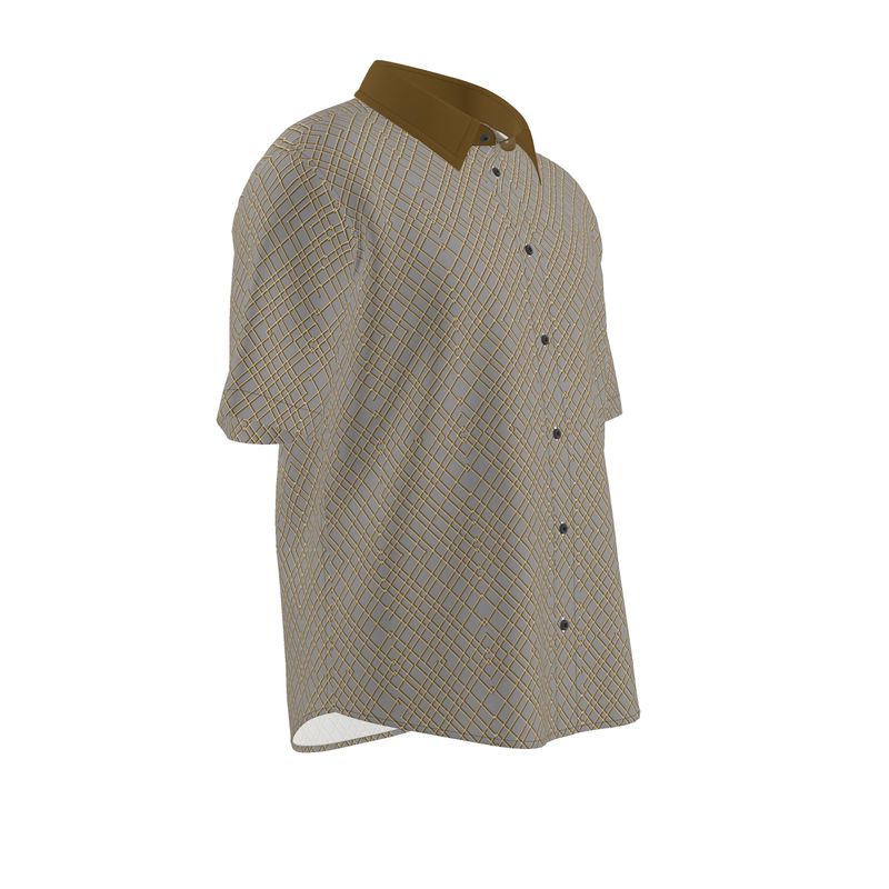 Men's Short Sleeve Button Up Shirt (gray)