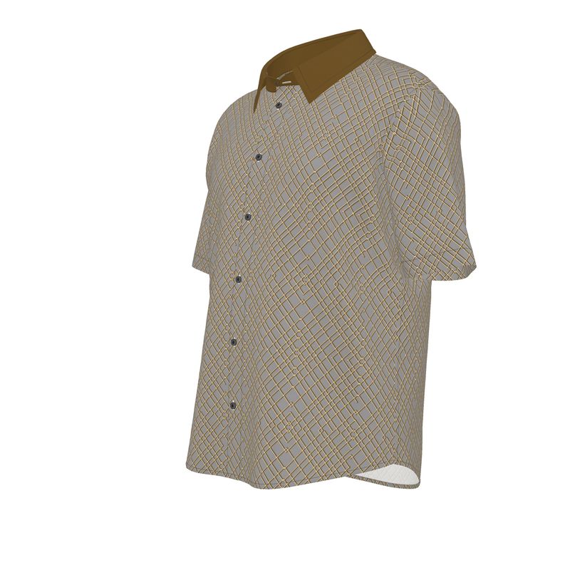 Men's Short Sleeve Button Up Shirt (gray)