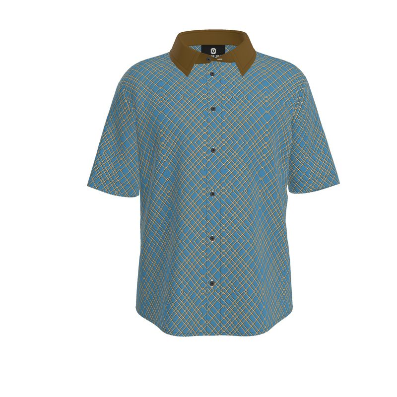 Men's Short Sleeve Button Up Shirt (blue)