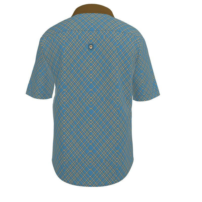 Men's Short Sleeve Button Up Shirt (blue)