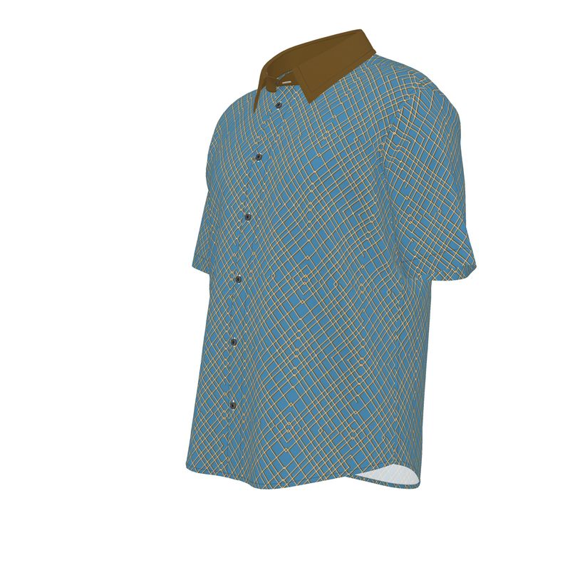 Men's Short Sleeve Button Up Shirt (blue)